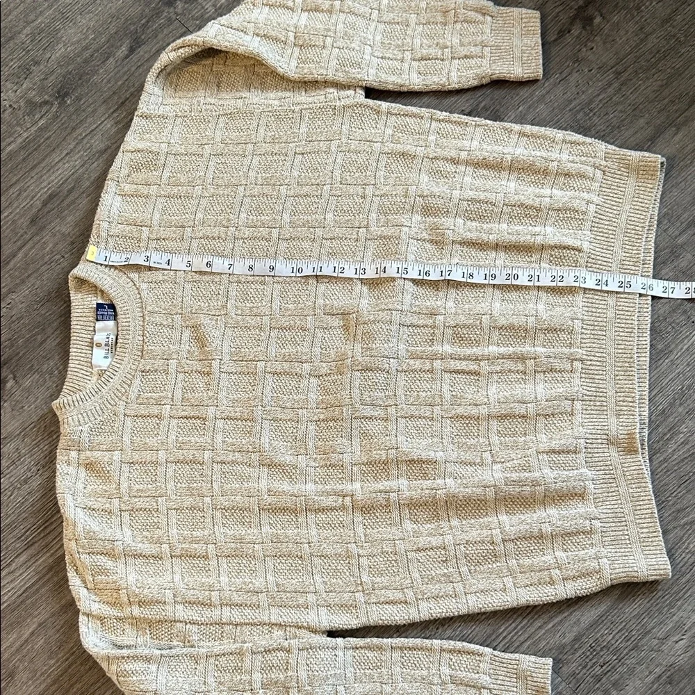 Bill Blass Vintage Textured Knit Cotton Sweater Cream Grandpa Core Size L